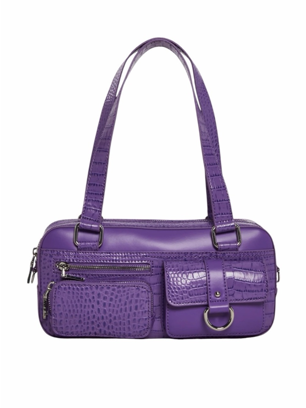 Dolls Kill Phone Buzz Purple Faux Leather Baguette Bag NWT